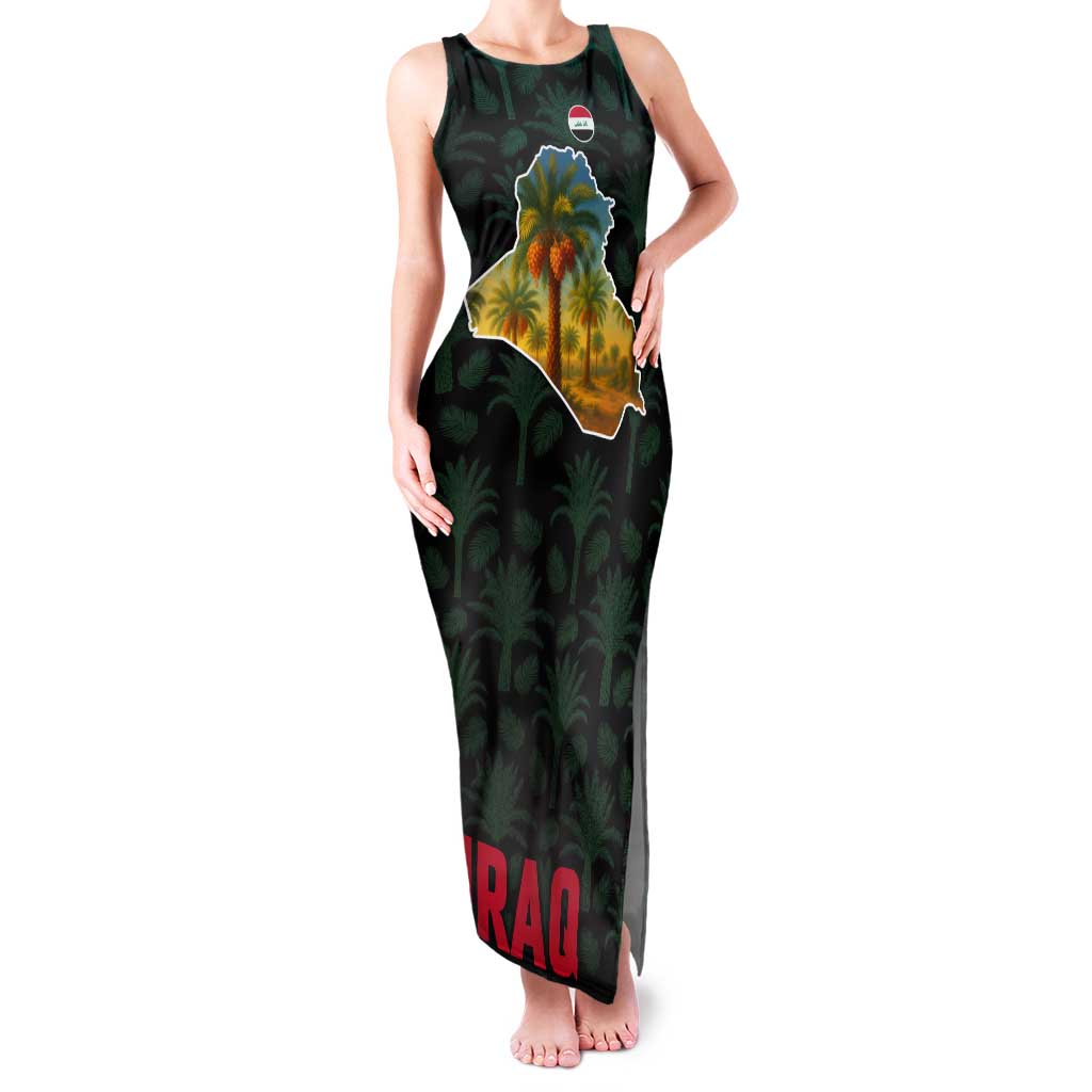 Iraq Tank Maxi Dress with Palm Tree Landscape and Map Silhouette Design - Wonder Print Shop