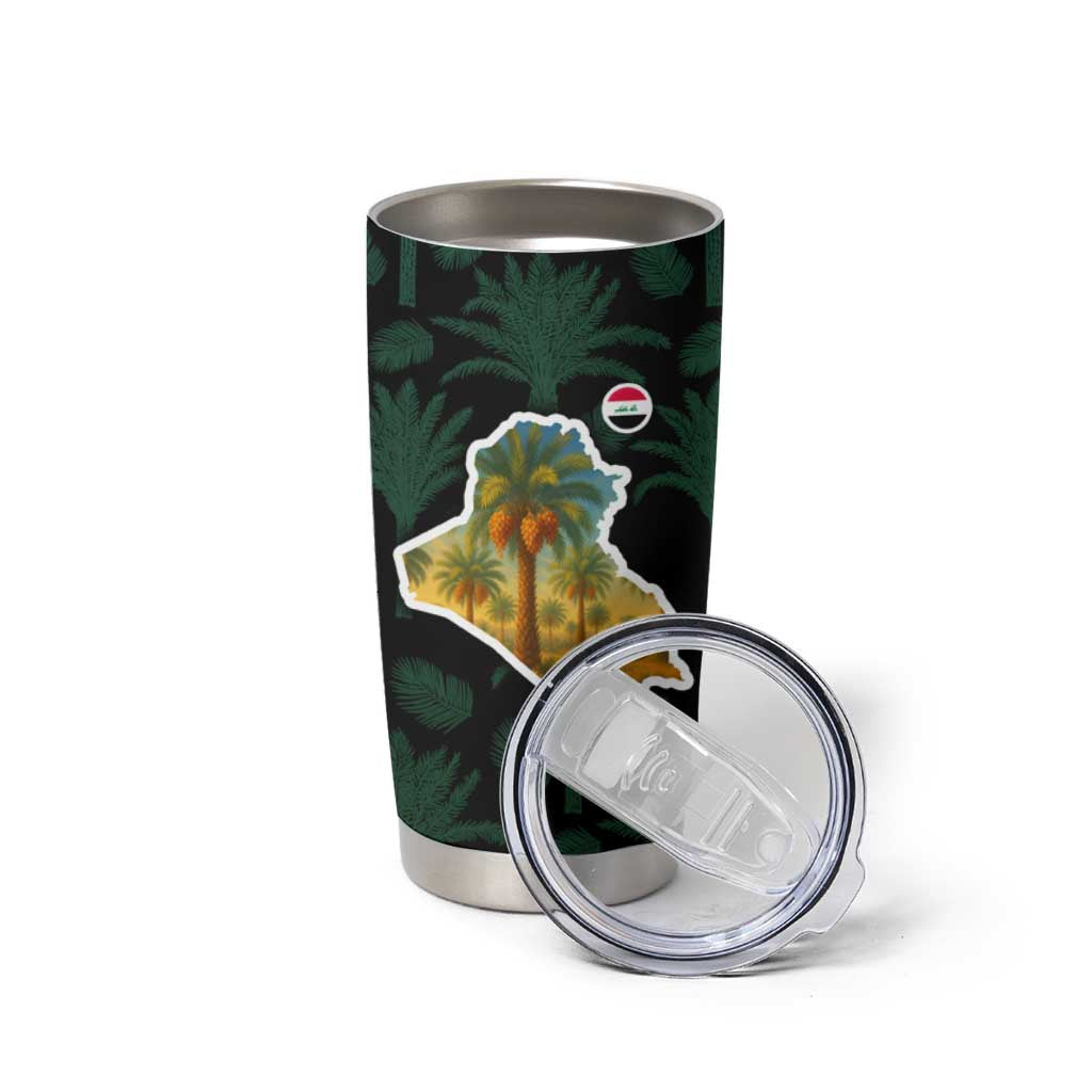 Iraq Tumbler Cup with Palm Tree Landscape and Map Silhouette Design - Wonder Print Shop