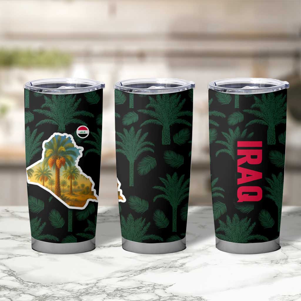 Iraq Tumbler Cup with Palm Tree Landscape and Map Silhouette Design - Wonder Print Shop
