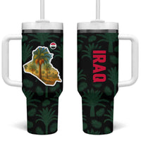 Iraq Tumbler With Handle with Palm Tree Landscape and Map Silhouette Design - Wonder Print Shop