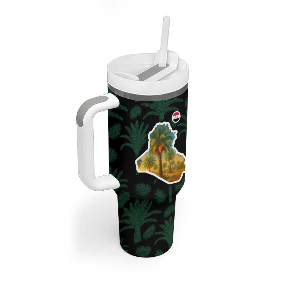 Iraq Tumbler With Handle with Palm Tree Landscape and Map Silhouette Design - Wonder Print Shop
