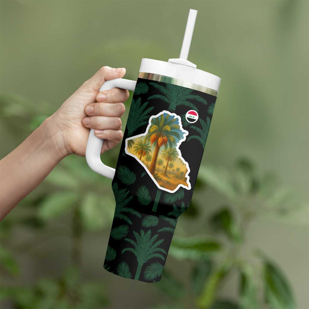 Iraq Tumbler With Handle with Palm Tree Landscape and Map Silhouette Design - Wonder Print Shop