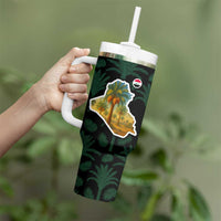Iraq Tumbler With Handle with Palm Tree Landscape and Map Silhouette Design - Wonder Print Shop