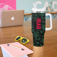 Iraq Tumbler With Handle with Palm Tree Landscape and Map Silhouette Design - Wonder Print Shop