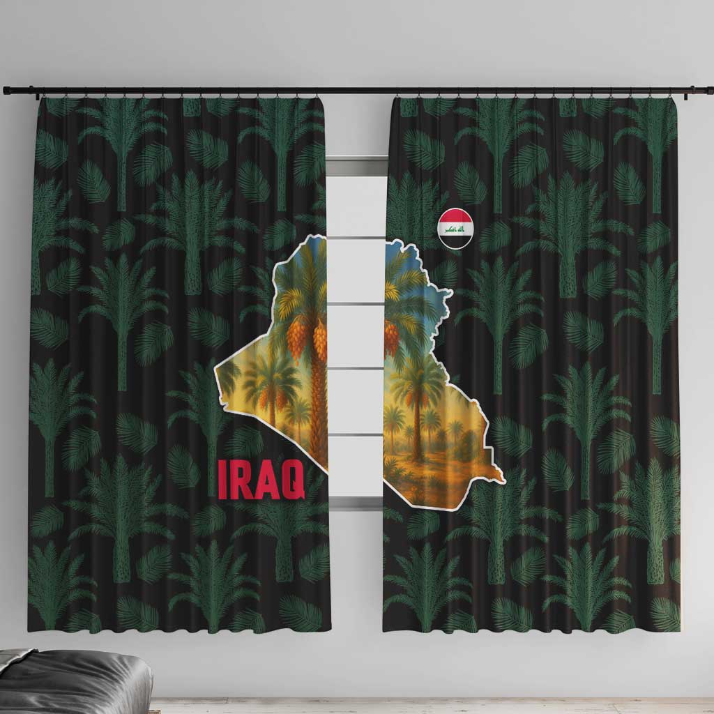 Iraq Window Curtain with Palm Tree Landscape and Map Silhouette Design - Wonder Print Shop