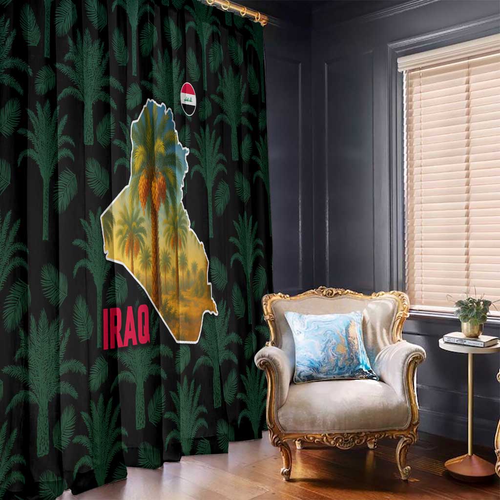 Iraq Window Curtain with Palm Tree Landscape and Map Silhouette Design - Wonder Print Shop