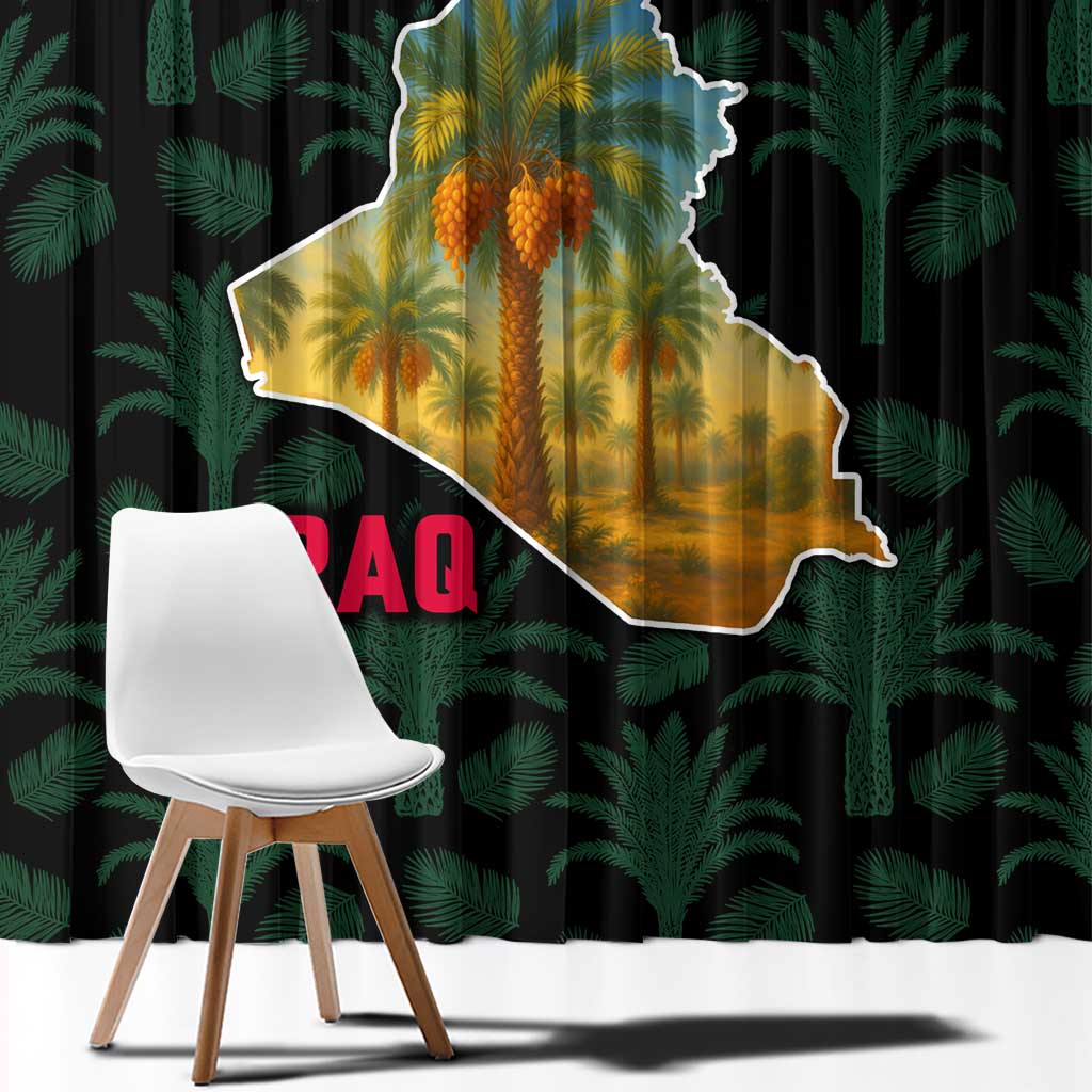 Iraq Window Curtain with Palm Tree Landscape and Map Silhouette Design - Wonder Print Shop