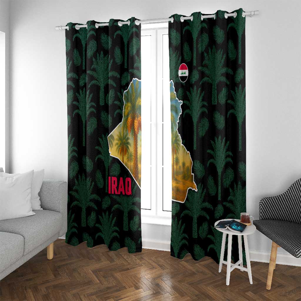 Iraq Window Curtain with Palm Tree Landscape and Map Silhouette Design - Wonder Print Shop