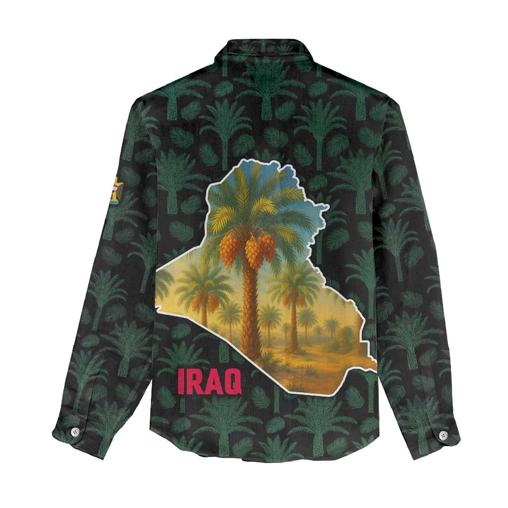 Iraq Women Casual Shirt with Palm Tree Landscape and Map Silhouette Design - Wonder Print Shop