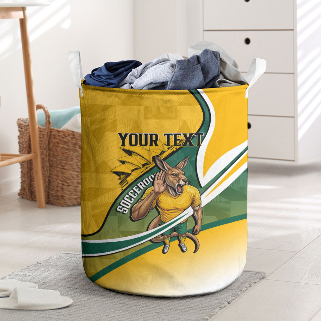 Personalized Australia Soccer Kangaroo Mascot Laundry Basket Sydney Opera House - Hear the Champions Roar Football