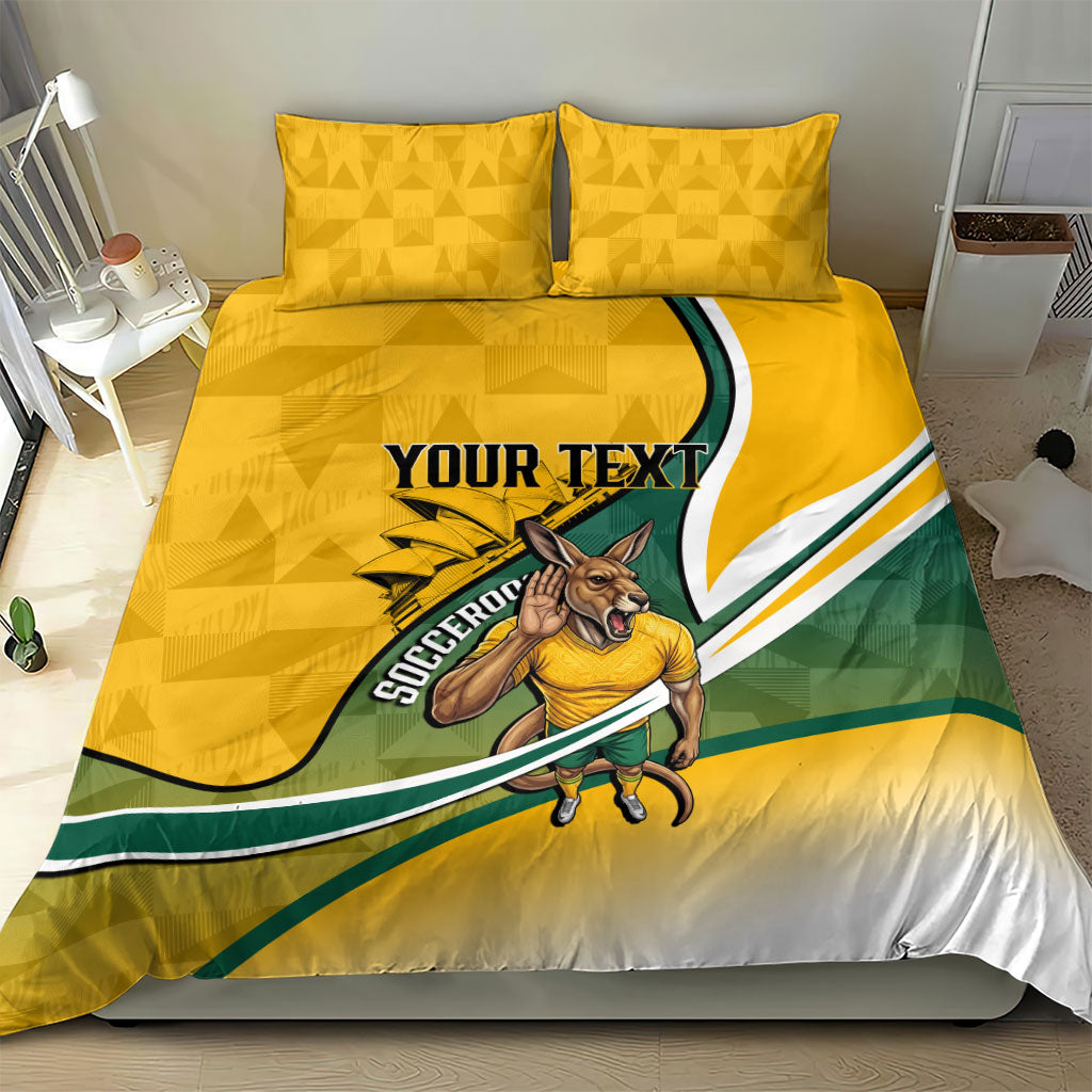 Personalized Australia Soccer Kangaroo Mascot Bedding Set Sydney Opera House - Hear the Champions Roar Football