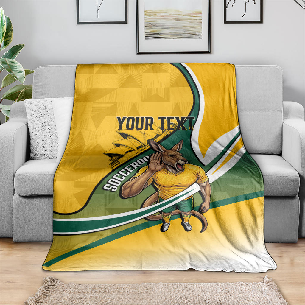 Personalized Australia Soccer Kangaroo Mascot Blanket Sydney Opera House - Hear the Champions Roar Football