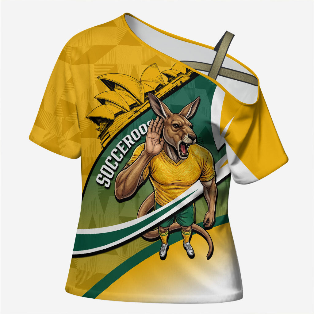 Personalized Australia Soccer Kangaroo Mascot Cross Shoulder Shirt Sydney Opera House - Hear the Champions Roar Football