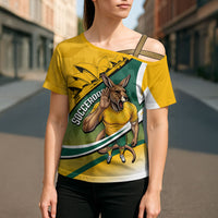 Personalized Australia Soccer Kangaroo Mascot Cross Shoulder Shirt Sydney Opera House - Hear the Champions Roar Football