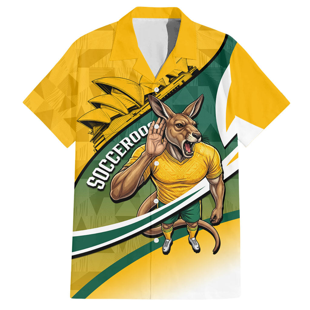 Personalized Australia Soccer Kangaroo Mascot Hawaiian Shirt Sydney Opera House - Hear the Champions Roar Football