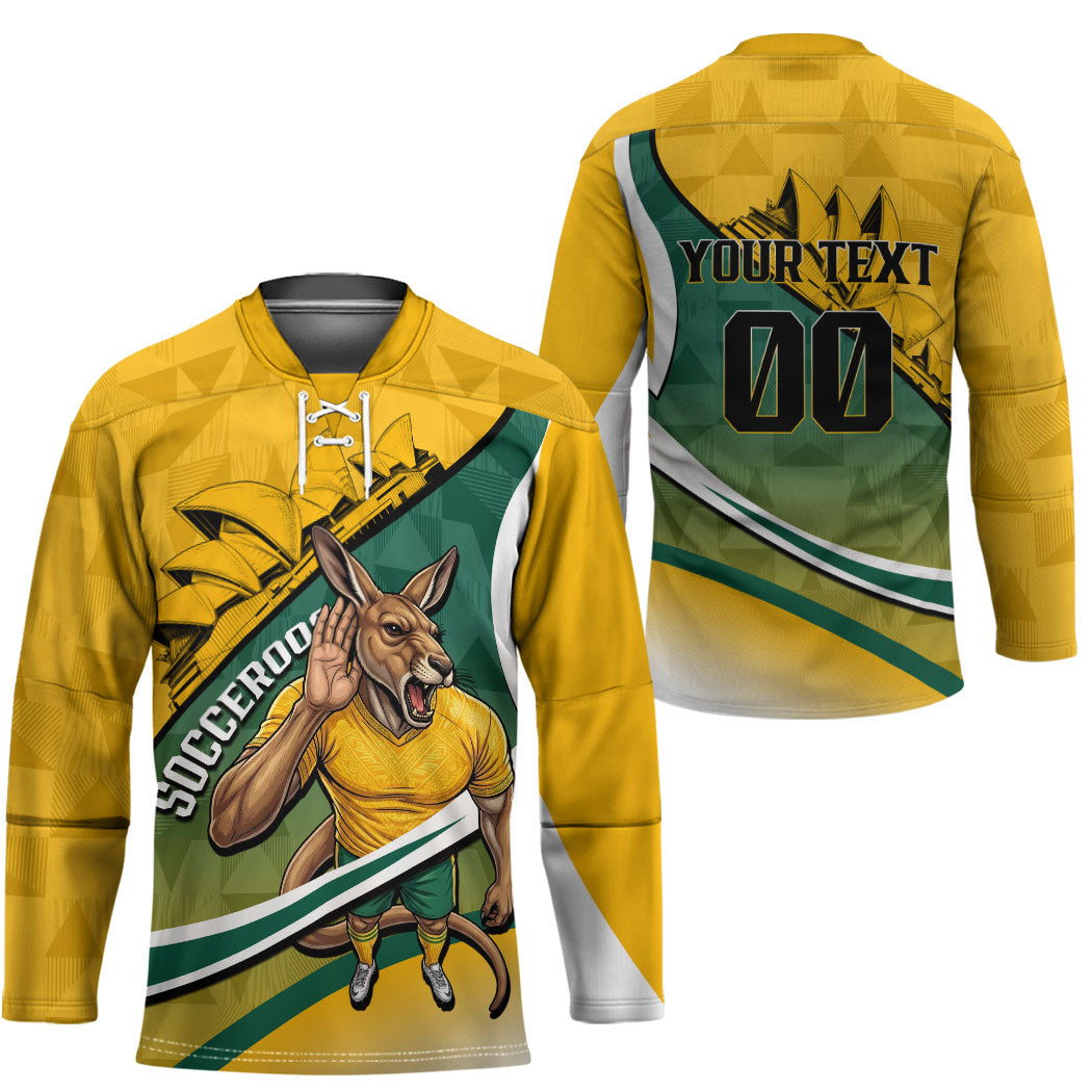 Personalized Australia Soccer Kangaroo Mascot Hockey Jersey Sydney Opera House - Hear the Champions Roar Football