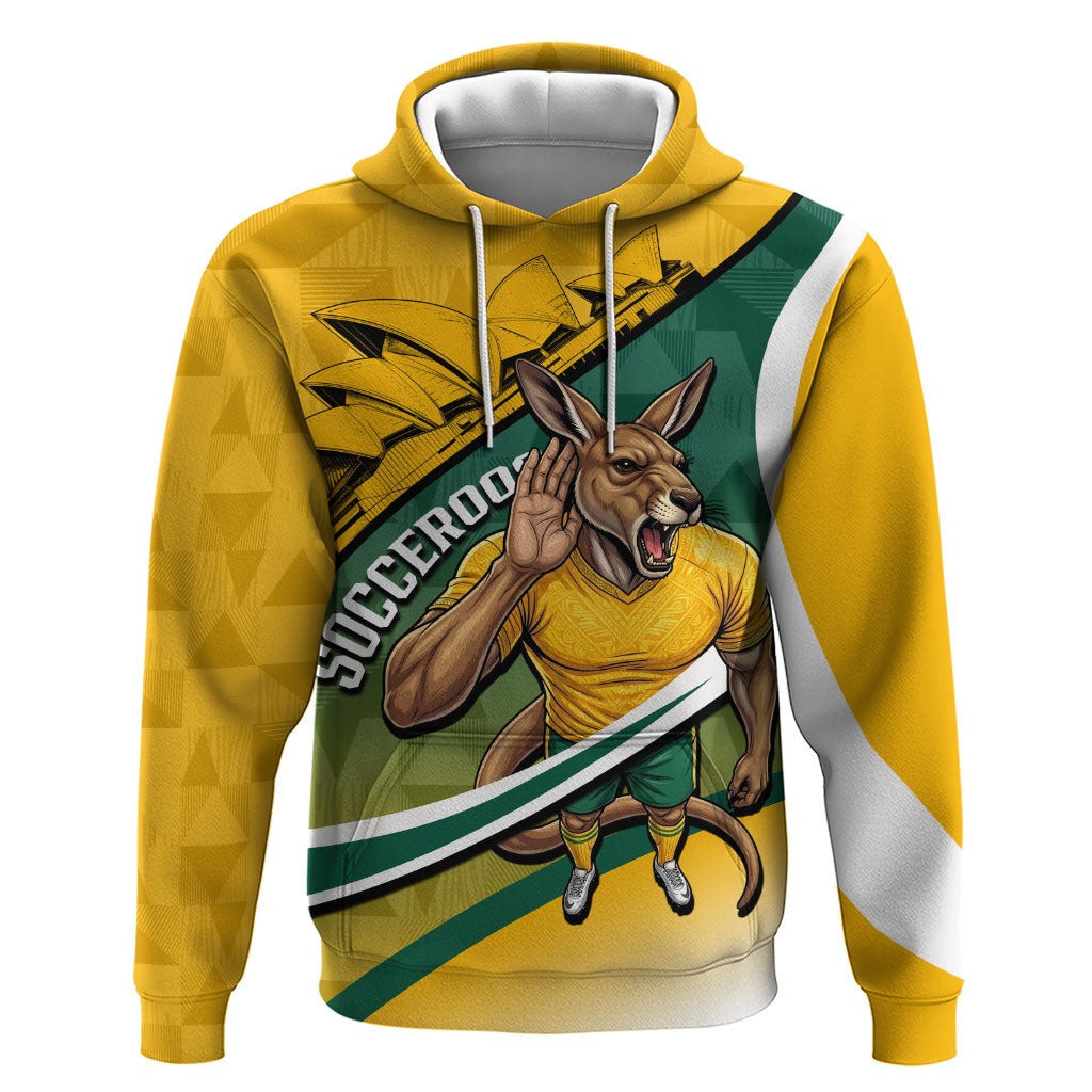 Personalized Australia Soccer Kangaroo Mascot Hoodie Sydney Opera House - Hear the Champions Roar Football