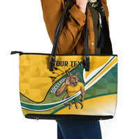 Personalized Australia Soccer Kangaroo Mascot Leather Tote Bag Sydney Opera House - Hear the Champions Roar Football