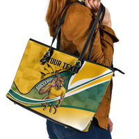 Personalized Australia Soccer Kangaroo Mascot Leather Tote Bag Sydney Opera House - Hear the Champions Roar Football