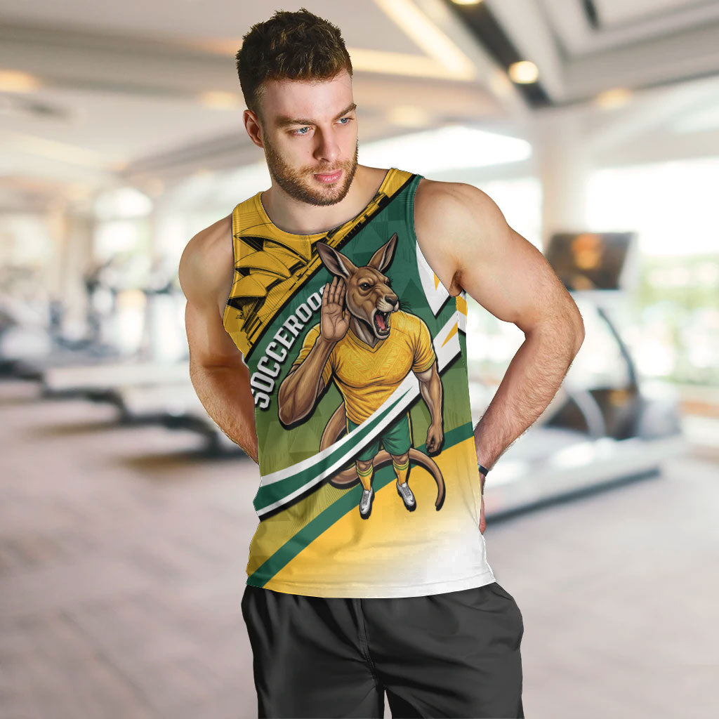 Personalized Australia Soccer Kangaroo Mascot Men Tank Top Sydney Opera House - Hear the Champions Roar Football