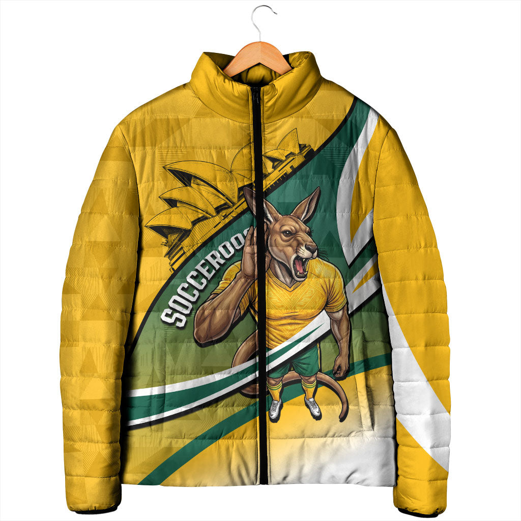 Personalized Australia Soccer Kangaroo Mascot Padded Jacket Sydney Opera House - Hear the Champions Roar Football