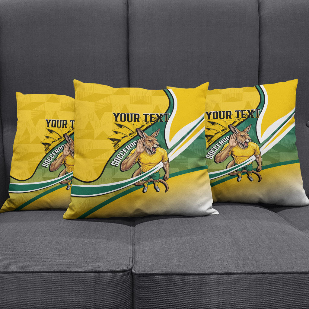 Personalized Australia Soccer Kangaroo Mascot Pillow Cover Sydney Opera House - Hear the Champions Roar Football
