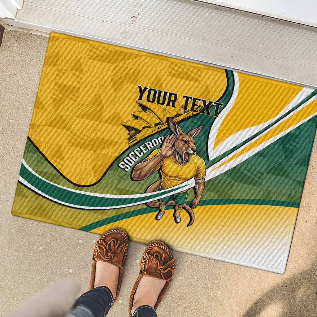 Personalized Australia Soccer Kangaroo Mascot Rubber Doormat Sydney Opera House - Hear the Champions Roar Football
