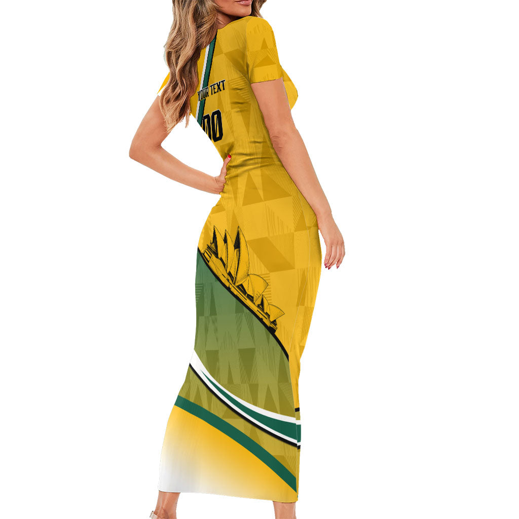 Personalized Australia Soccer Kangaroo Mascot Short Sleeve Bodycon Dress Sydney Opera House - Hear the Champions Roar Football