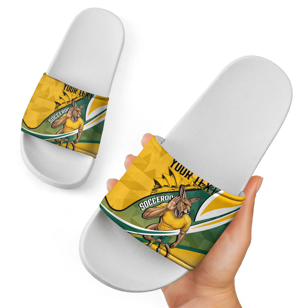 Personalized Australia Soccer Kangaroo Mascot Slide Sandals Sydney Opera House - Hear the Champions Roar Football