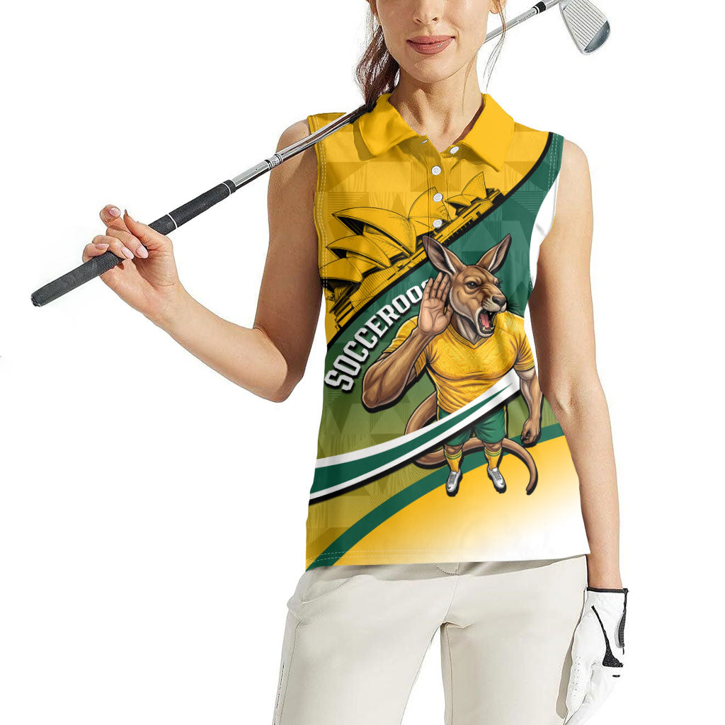 Personalized Australia Soccer Kangaroo Mascot Women Sleeveless Polo Shirt Sydney Opera House - Hear the Champions Roar Football