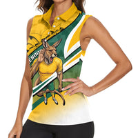 Personalized Australia Soccer Kangaroo Mascot Women Sleeveless Polo Shirt Sydney Opera House - Hear the Champions Roar Football