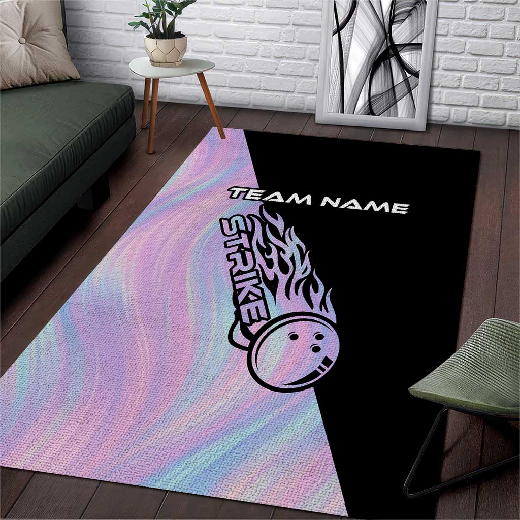 Bowling Strike Graphic Area Rug Custom Flaming Ball and Pastel Gradient Swirl Pattern Design - Wonder Print Shop