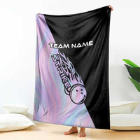 Bowling Strike Graphic Blanket Custom Flaming Ball and Pastel Gradient Swirl Pattern Design - Wonder Print Shop