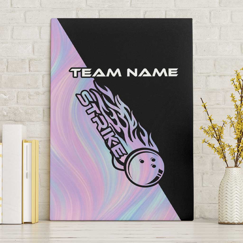 Bowling Strike Graphic Canvas Wall Art Custom Flaming Ball and Pastel Gradient Swirl Pattern Design - Wonder Print Shop
