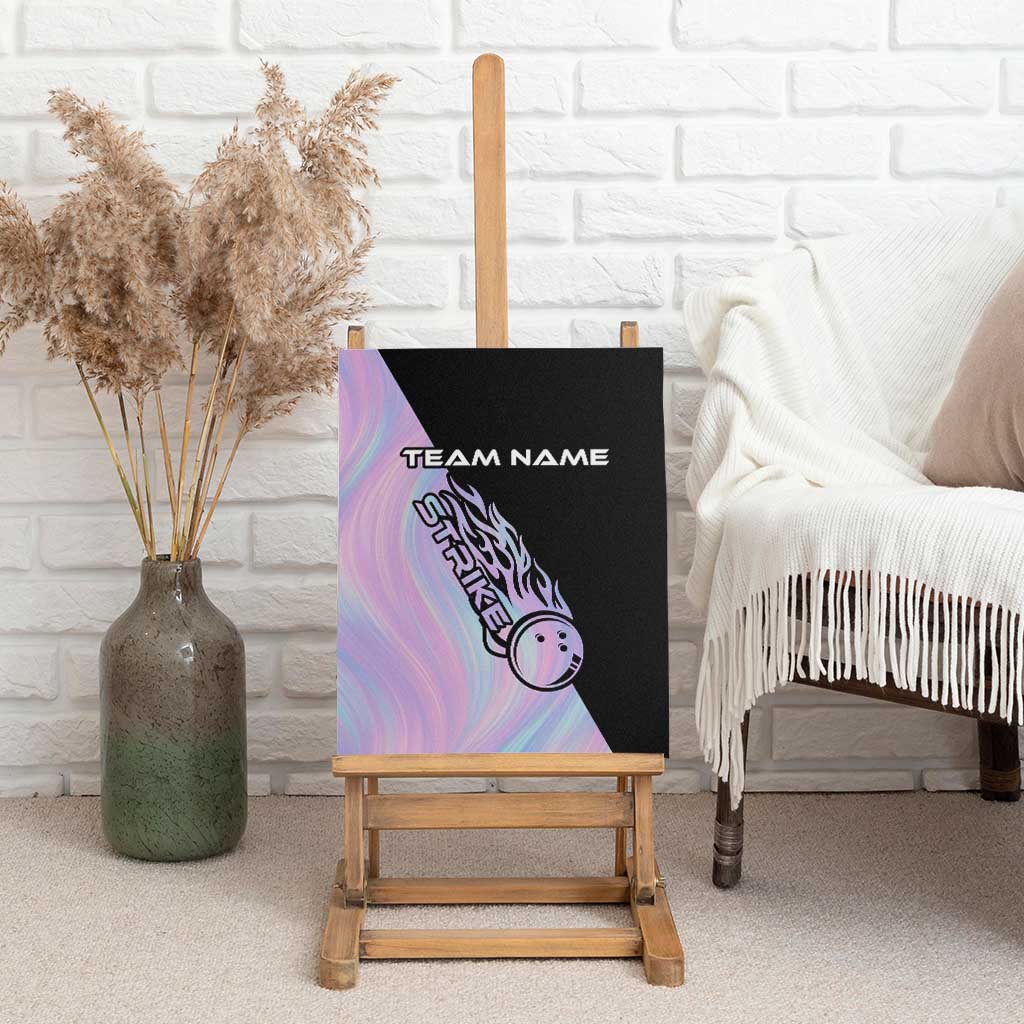 Bowling Strike Graphic Canvas Wall Art Custom Flaming Ball and Pastel Gradient Swirl Pattern Design - Wonder Print Shop