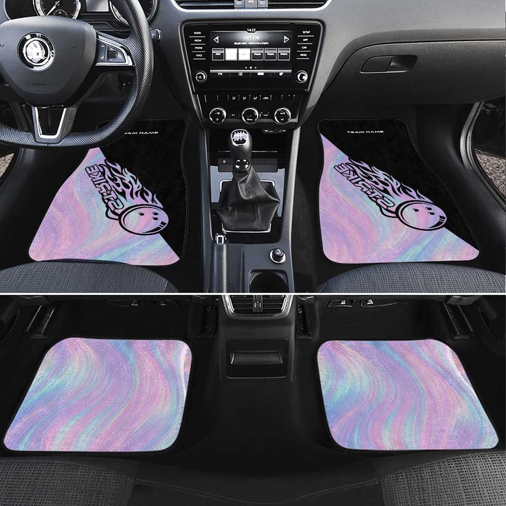 Bowling Strike Graphic Car Mats Custom Flaming Ball and Pastel Gradient Swirl Pattern Design - Wonder Print Shop