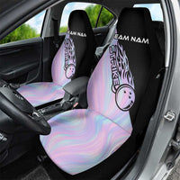 Bowling Strike Graphic Car Seat Cover Custom Flaming Ball and Pastel Gradient Swirl Pattern Design - Wonder Print Shop