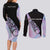 Bowling Strike Graphic Couples Matching Long Sleeve Bodycon Dress and Long Sleeve Button Shirt Custom Flaming Ball and Pastel Gradient Swirl Pattern Design - Wonder Print Shop