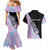 Bowling Strike Graphic Couples Matching Mermaid Dress and Hawaiian Shirt Custom Flaming Ball and Pastel Gradient Swirl Pattern Design - Wonder Print Shop