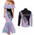 Bowling Strike Graphic Couples Matching Mermaid Dress and Long Sleeve Button Shirt Custom Flaming Ball and Pastel Gradient Swirl Pattern Design - Wonder Print Shop
