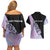 Bowling Strike Graphic Couples Matching Off Shoulder Short Dress and Hawaiian Shirt Custom Flaming Ball and Pastel Gradient Swirl Pattern Design - Wonder Print Shop