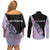 Bowling Strike Graphic Couples Matching Off Shoulder Short Dress and Long Sleeve Button Shirt Custom Flaming Ball and Pastel Gradient Swirl Pattern Design - Wonder Print Shop