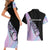Bowling Strike Graphic Couples Matching Short Sleeve Bodycon Dress and Hawaiian Shirt Custom Flaming Ball and Pastel Gradient Swirl Pattern Design - Wonder Print Shop