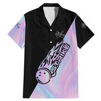 Bowling Strike Graphic Family Matching Mermaid Dress and Hawaiian Shirt Custom Flaming Ball and Pastel Gradient Swirl Pattern Design - Wonder Print Shop