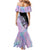 Bowling Strike Graphic Family Matching Mermaid Dress and Hawaiian Shirt Custom Flaming Ball and Pastel Gradient Swirl Pattern Design - Wonder Print Shop