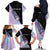 Bowling Strike Graphic Family Matching Off The Shoulder Long Sleeve Dress and Hawaiian Shirt Custom Flaming Ball and Pastel Gradient Swirl Pattern Design - Wonder Print Shop