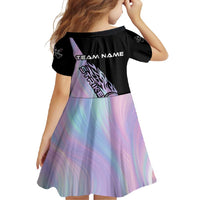 Bowling Strike Graphic Family Matching Off Shoulder Maxi Dress and Hawaiian Shirt Custom Flaming Ball and Pastel Gradient Swirl Pattern Design - Wonder Print Shop