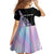 Bowling Strike Graphic Family Matching Off Shoulder Maxi Dress and Hawaiian Shirt Custom Flaming Ball and Pastel Gradient Swirl Pattern Design - Wonder Print Shop
