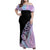 Bowling Strike Graphic Family Matching Off Shoulder Maxi Dress and Hawaiian Shirt Custom Flaming Ball and Pastel Gradient Swirl Pattern Design - Wonder Print Shop