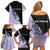 Bowling Strike Graphic Family Matching Off Shoulder Short Dress and Hawaiian Shirt Custom Flaming Ball and Pastel Gradient Swirl Pattern Design - Wonder Print Shop